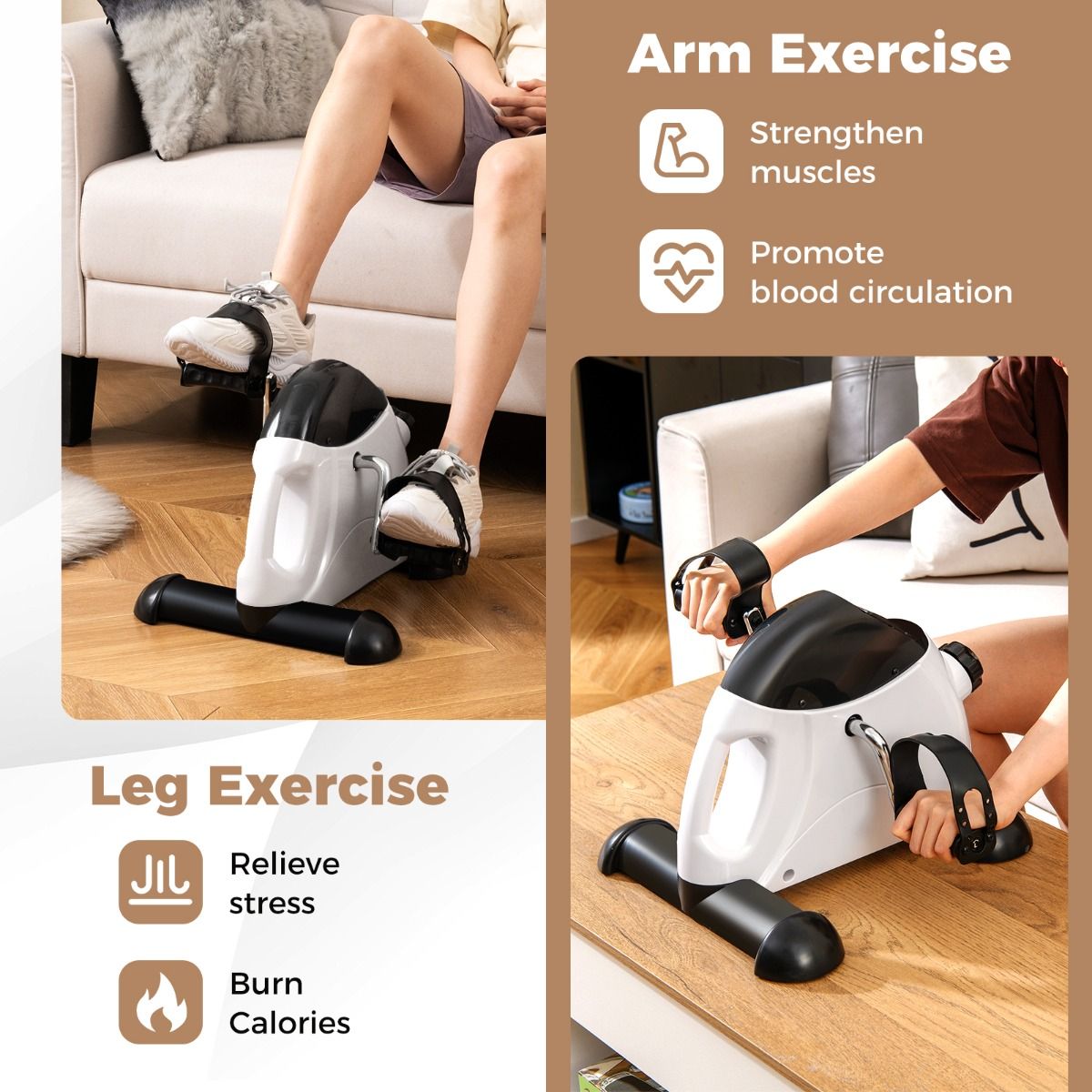 Coast Mini-Heimtrainer – Arm- und Beintrainer – Einstellbarer Widerstand – Weiß