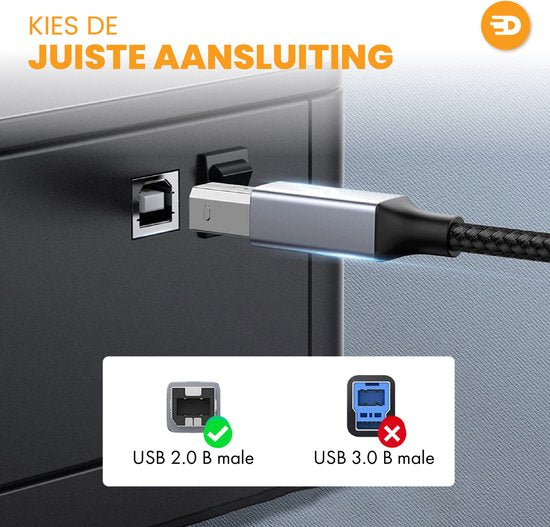 Drivv. Premium-Druckerkabel USB 2.0 auf USB B Kabel - Druckerkabel 3 Meter