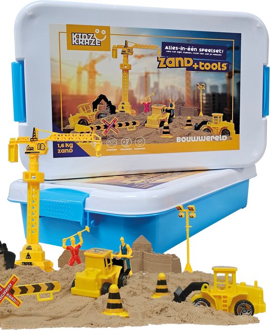 KidzKraze® Building World Play Sand - 1,6 kg brauner klebriger Zimmersand - Mit Förmchen - Inklusive Spiel und Aufbewahrungskoffer - Sensory - Für Kinder - Das große Spielzeugbuch 2025