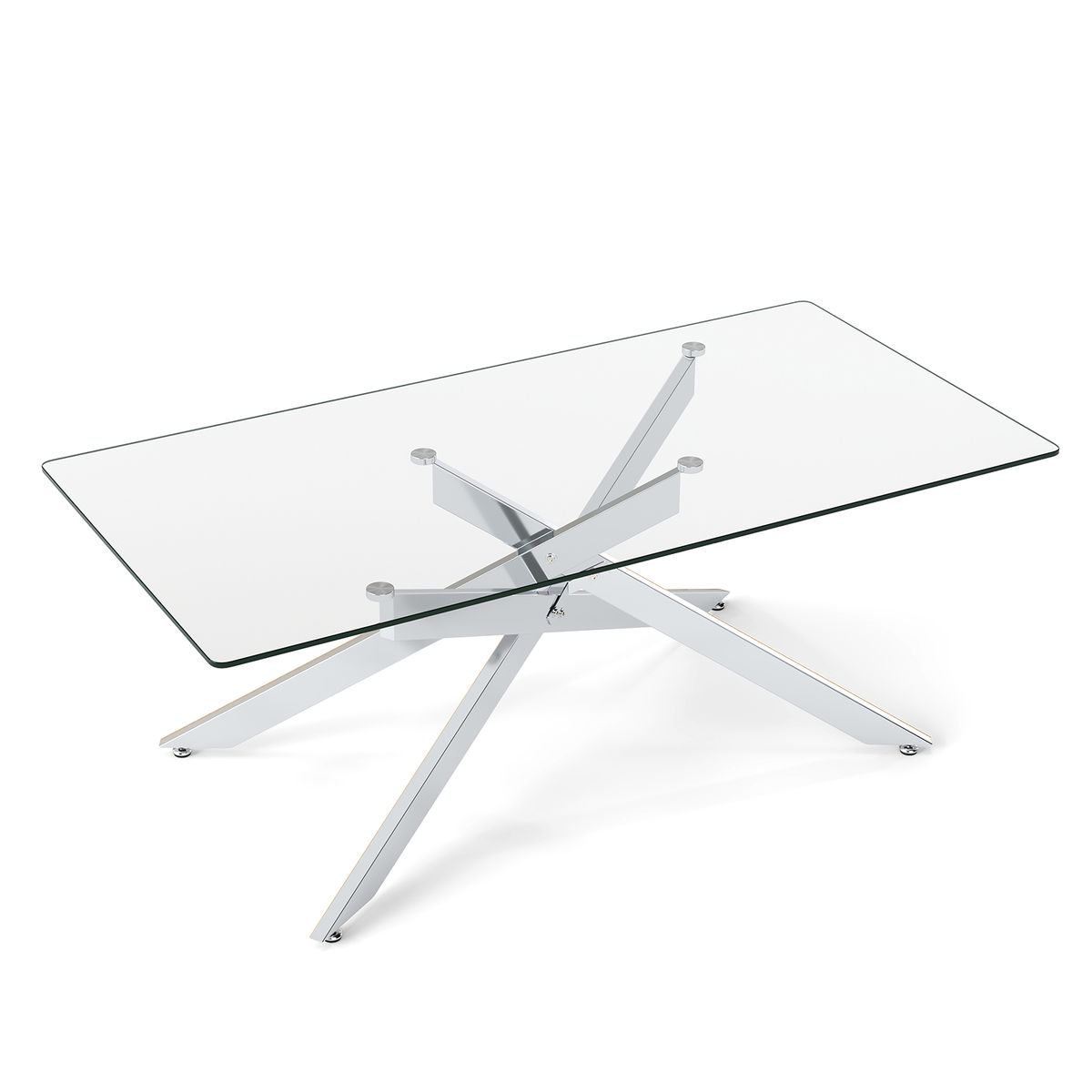 Coast Couchtisch – gehärtetes Glas – modernes Design – silber 120 x 60 x 45,5 cm
