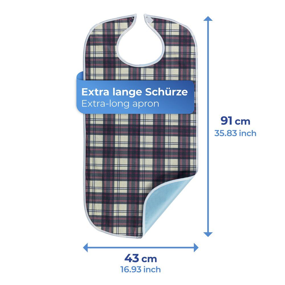 Küchenschürze Braun/Rot kariert – 43 x 91 cm – Waschbar bei 60 °C