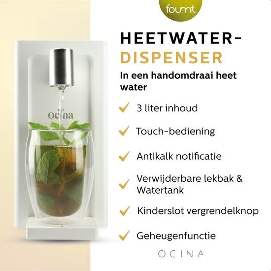 Ocina - Heißwasserspender - mit Digitalanzeige - Luxus-Wasserkocher - 3 Liter - Weiß