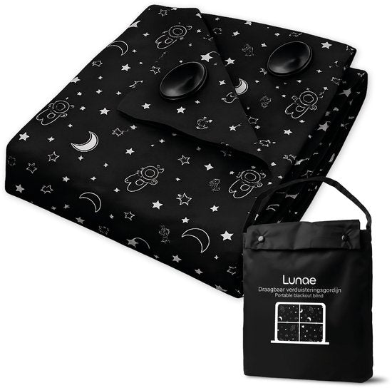 Lunae Tragbarer Verdunkelungsvorhang mit Saugnäpfen – 200 x 130 cm – Verdunkelungsstoff in Schwarz – 100 % lichtundurchlässiger Blackout-Vorhang – Alternative zu verdunkelnder Fensterfolie – Verdunkelungsvorhänge
