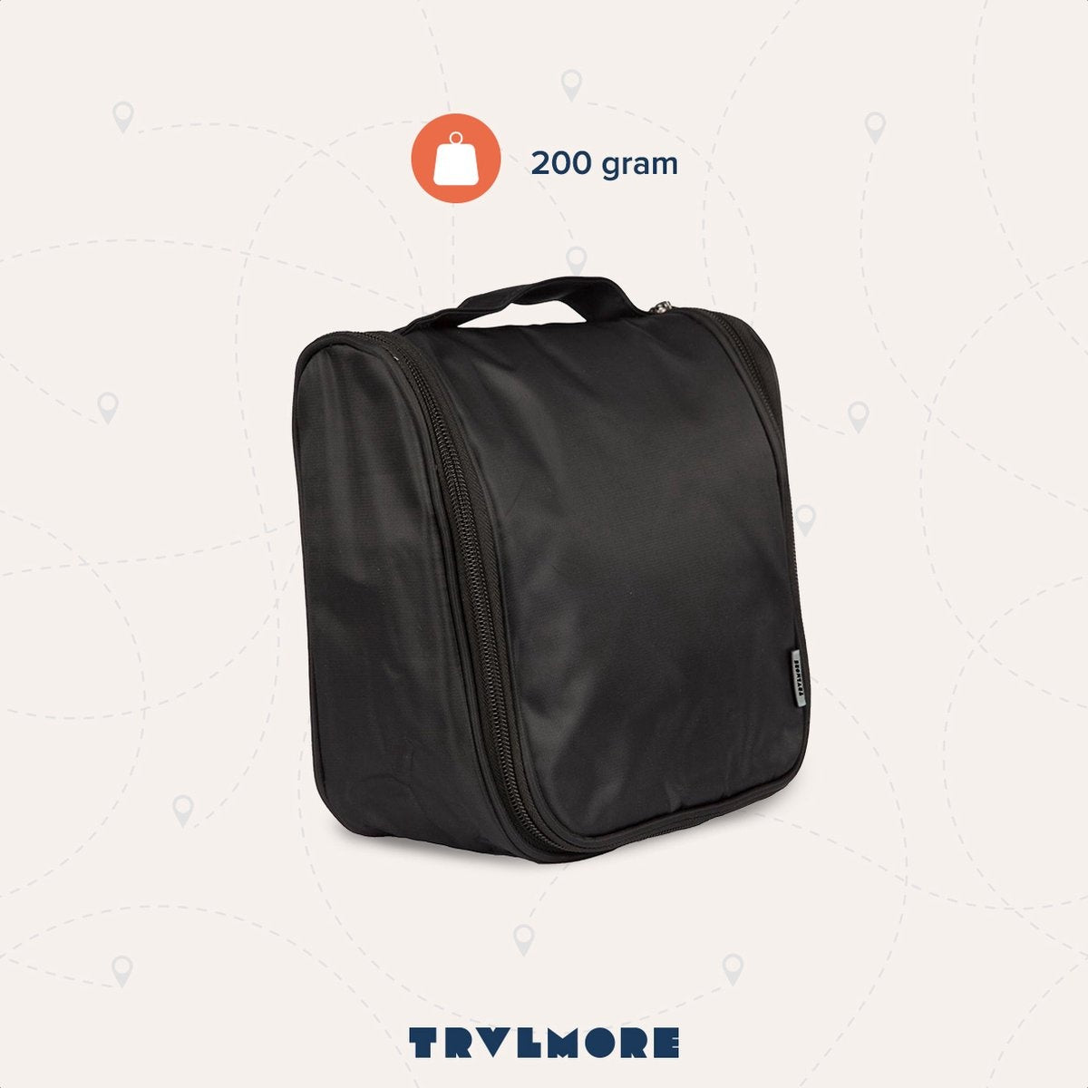 TRVLMORE Kulturtasche - Hängend mit Haken - Unisex - Schwarz
