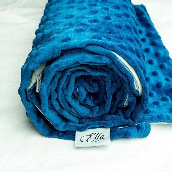 EL-Life Kinder-Gewichtsdecken-Bezug - 90×120 cm – Bio-Baumwolle & Minky-Fleece – Blau & Grau