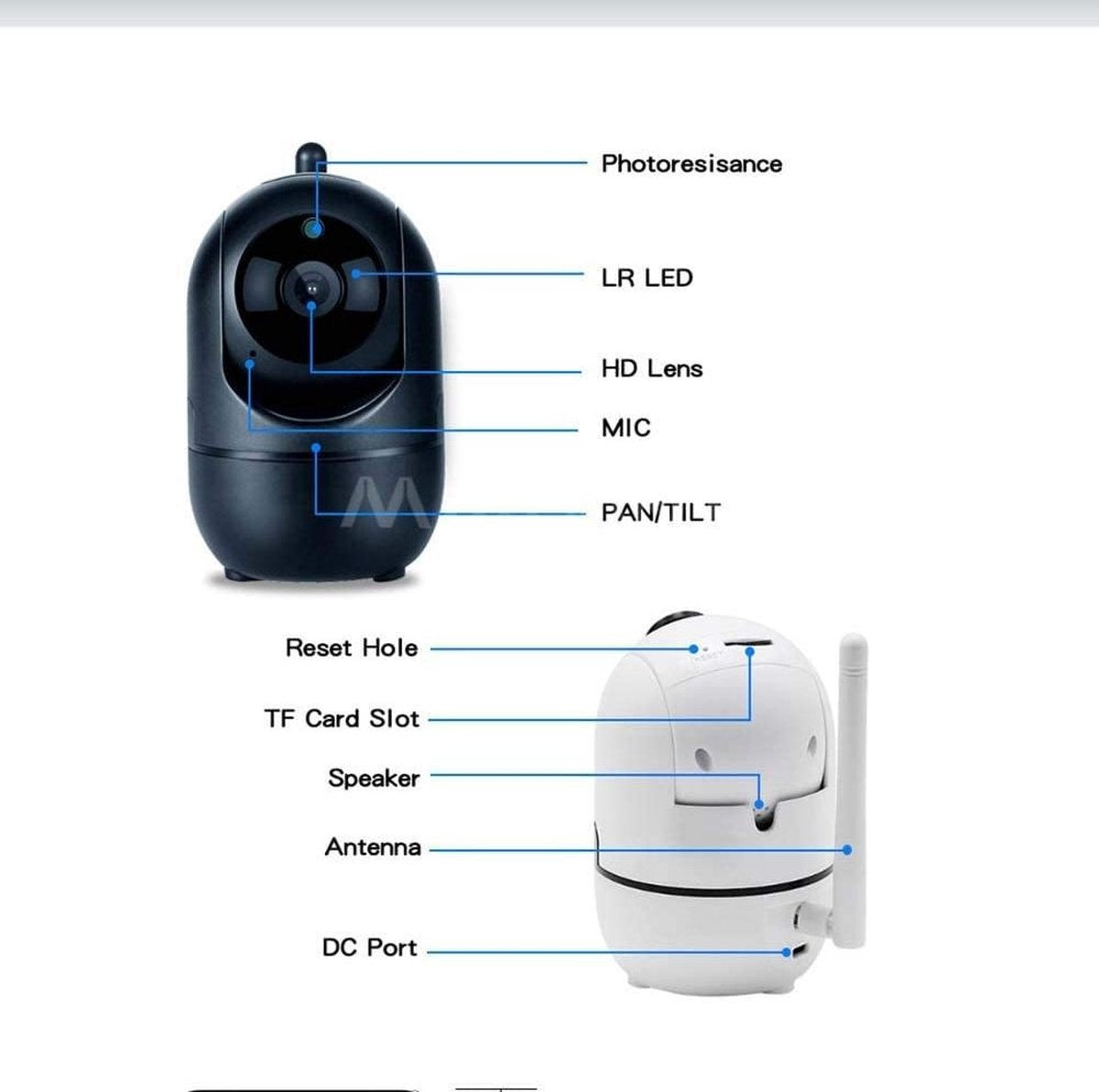 Indoor IP Kamera Pro Schwarz - 1080P WIFI Smart Kamera - HD Nachtsicht