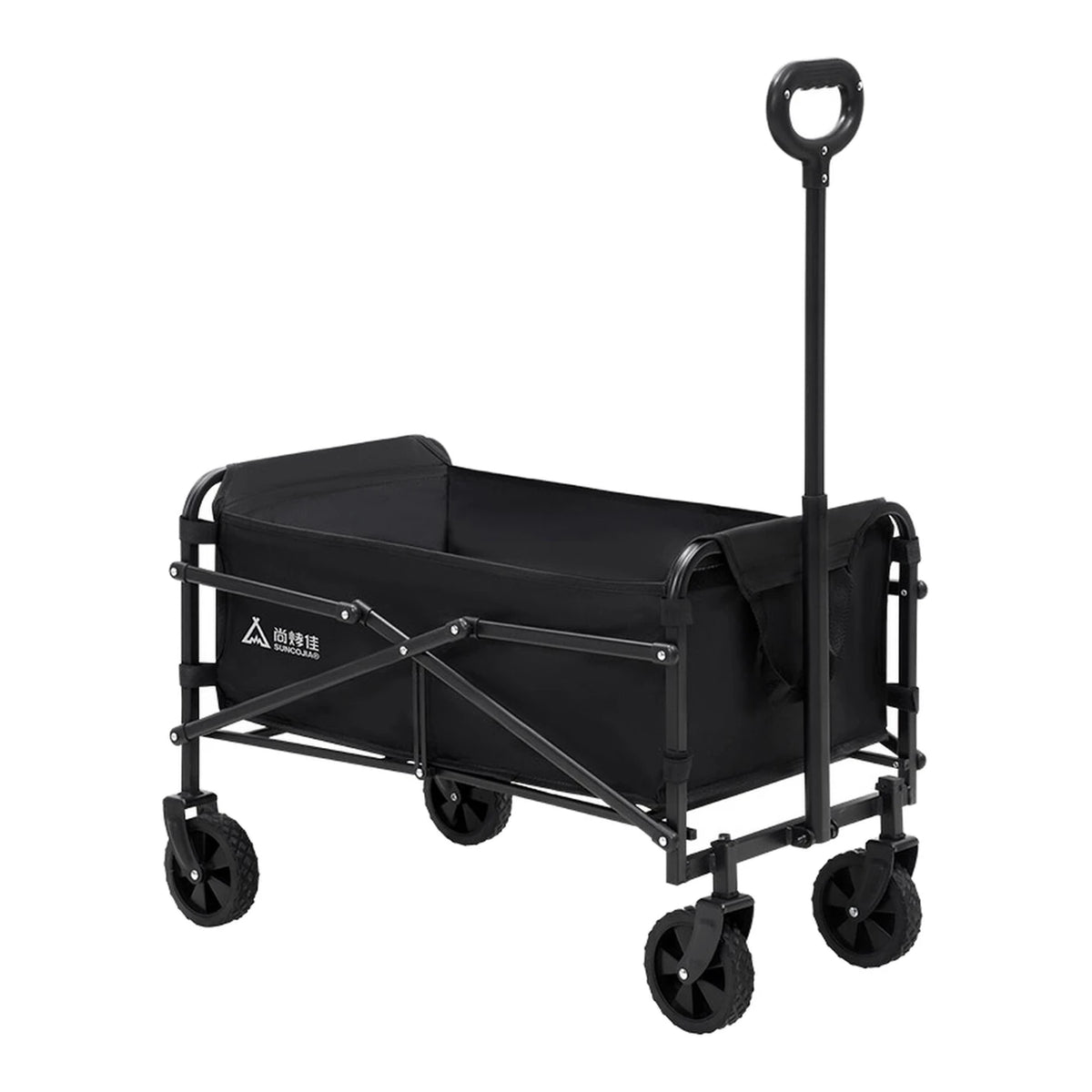 SUNCOJIA Zusammenklappbarer Handwagen mit Rädern, schwarz, 80 x 46 cm
