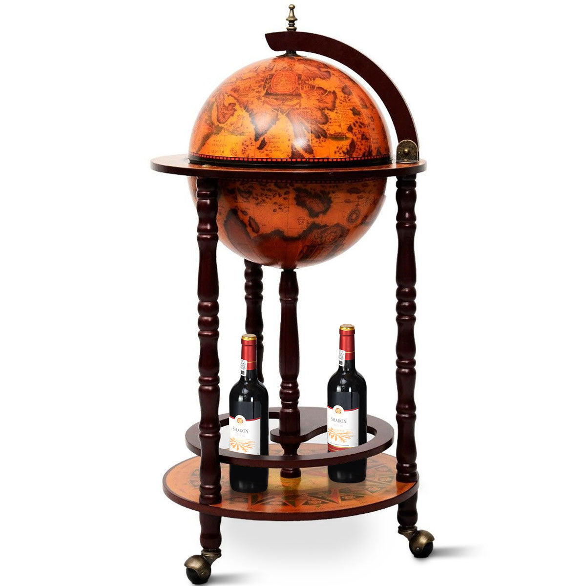 Costway - Weinregal - Globe Bar - Weinbar - Globe Bar - âŒ€ 45 cm - Braun