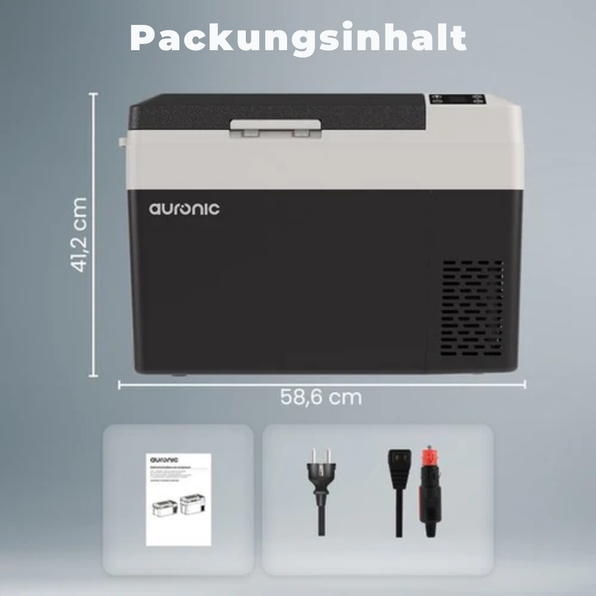 Auronic Electric Cool Box - Frigobox - Kompressor - 12V 230 Volt - Auto - 30L - Schwarz/Grau