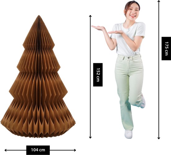 Mica Decorations Papier-Weihnachtsbaum – Zusammenklappbarer künstlicher Weihnachtsbaum – H 152 x Ø 104 cm – Weihnachtsdekoration – FSC Mix – Braun