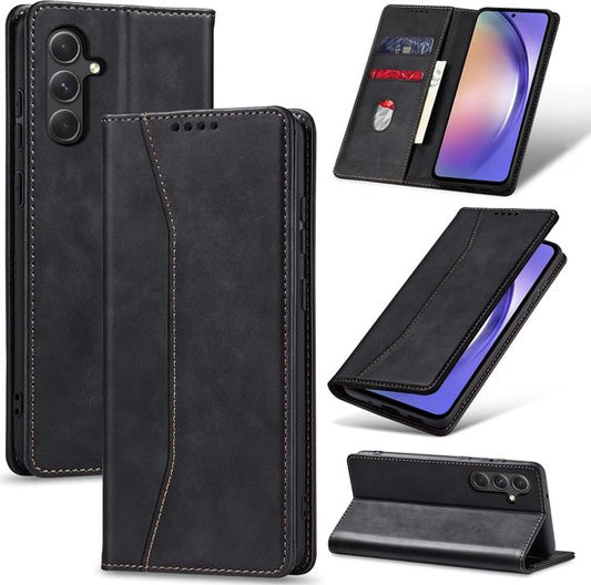 Podec Case mit Kartenhalter passend für Samsung Galaxy A54 Black Phone Case - Anti-Shock Bookcase Cover mit 1x Displayschutzfolie