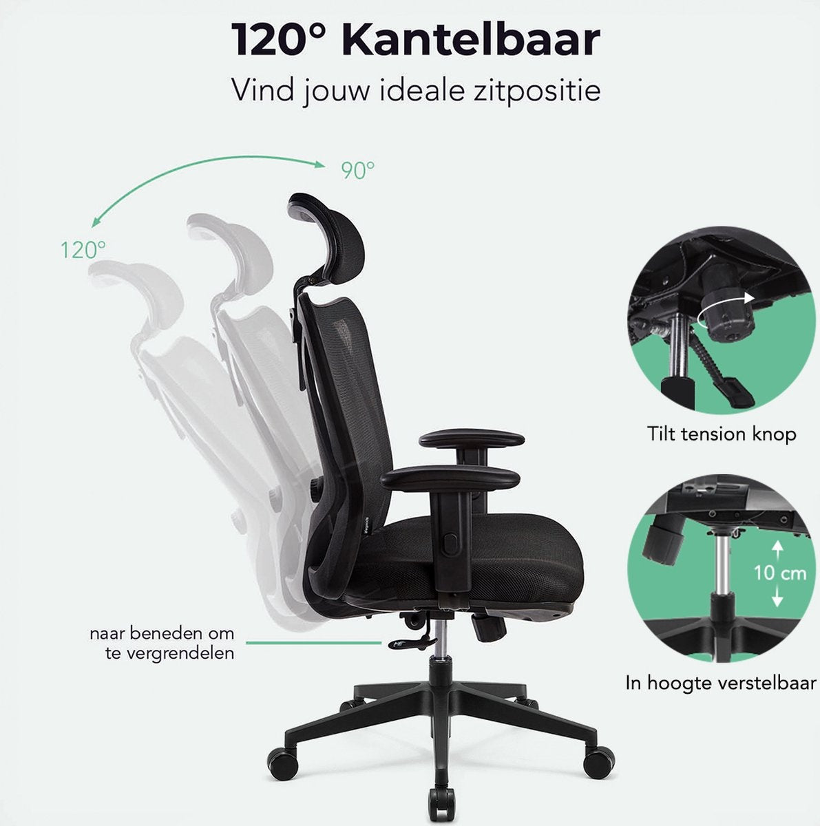 LifeGoods - Bürostuhl Ergonomisch - Schwarz