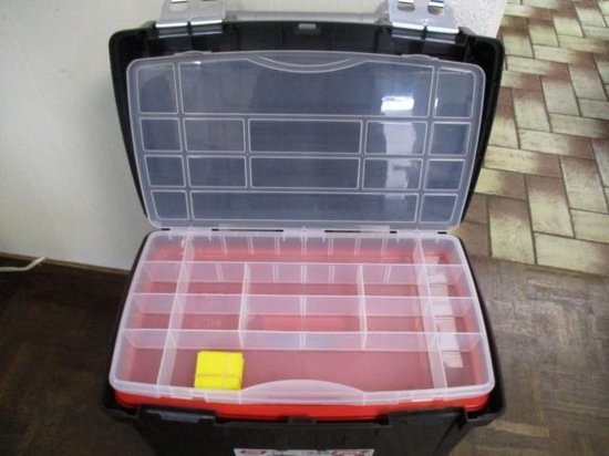 TAYG Werkzeugkasten auf Rädern - Kunststoff - 47 x 29 x 63 cm - Mit Einsatz und Sortierkasten
