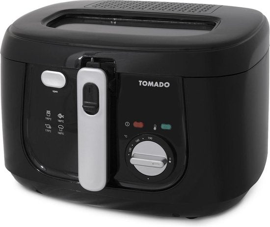 Tomado TDF2501B - Fritteuse - 2,5 Liter - Anti-Geruchsfilter - Kunststoff-Fritteuse - PFAS-frei - Schwarz