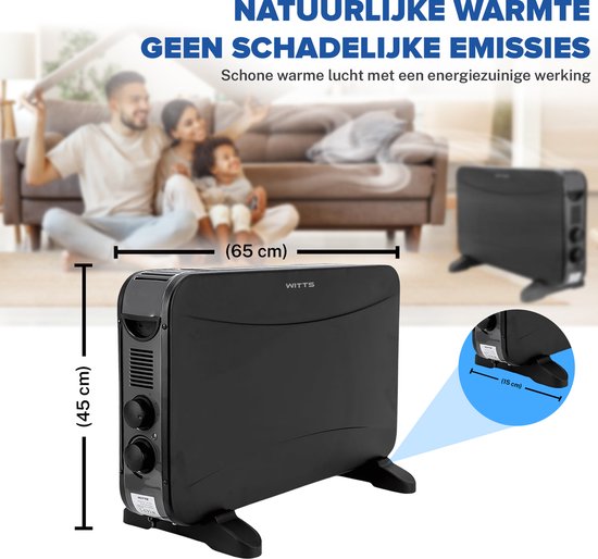 WITTS Herd - Elektroherd - Inklusive Turbomodus - Elektroherd mit Konvektor - Herd - Heizung - Schwarz - 1200W/2000W