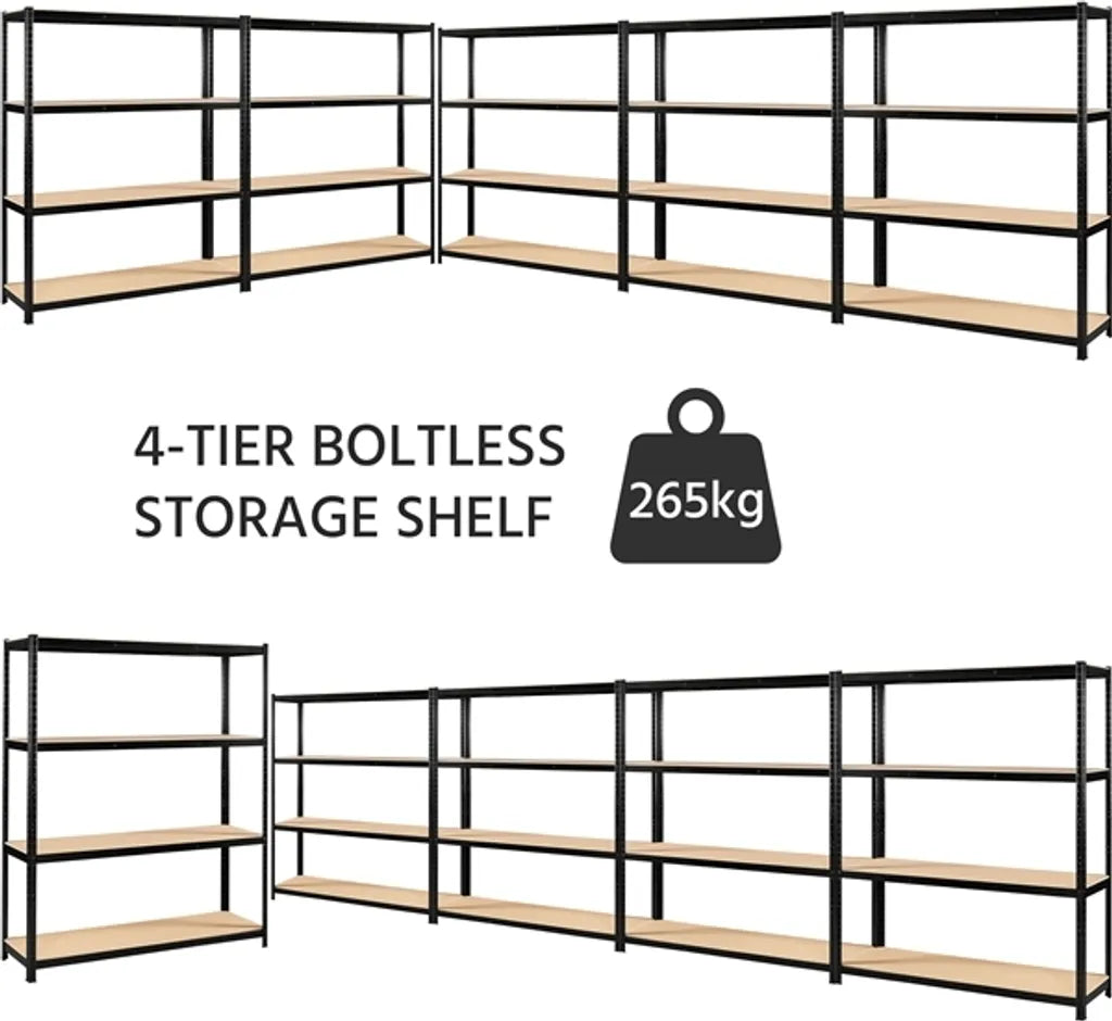 Yaheetech Regalschrank 180 x 150 x 45 cm – 4 Einlegeböden – 265 kg pro Einlegeboden – Schwarz