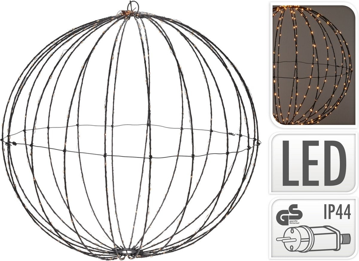 Weihnachtsbeleuchtung - Leuchtkugel - 50cm - Metall - mit Timer - Warmes Licht