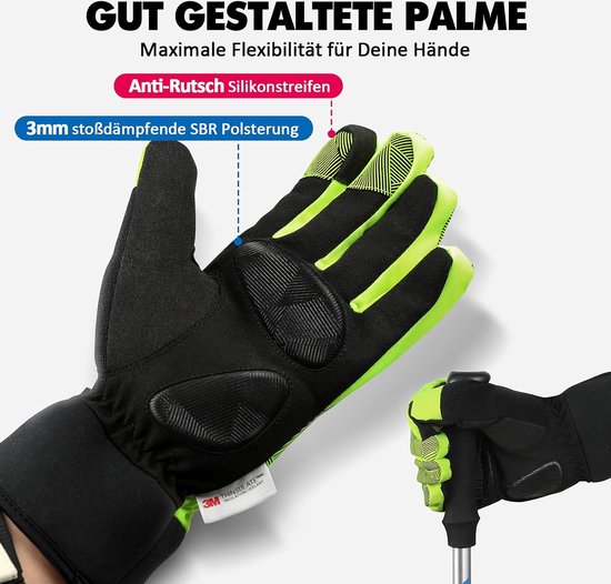 HIKENTURE Winterhandschuhe, wasserdichte Winterradhandschuhe für Damen und Herren, winddichte Skihandschuhe, Radhandschuhe gefüttert mit Langlaufgel, Damen, Herren, Outdoor-Thermo-Wanderhandschuhe