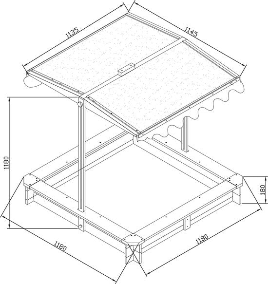 AXI Lily Holzsandkasten mit verstellbarem Dach in Braun/Grün – Mit Sitzbänken, Bodenplane und Schutzhülle – FSC-zertifiziertes Holz – 118 x 118 cm