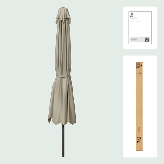 LifeGoods Sonnenschirm - Garten - 200x300cm - 30° neigbar - Wasserdicht - UPF50+ - Taupe
