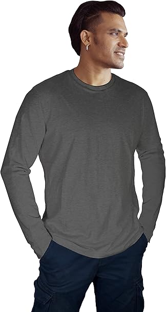 PANTONECLO Herren T-Shirt Multipack 6 Stück - Lange und kurze Ärmel, Schwarz, Grau, Dunkelgrau, Größe XL