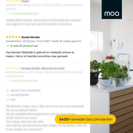 MOA Blender - Smoothie Maker mit 1.5L Glaskrug - für Eis, gefrorene Früchte, Nüsse - Mini - 1020W - Edelstahl - Silber