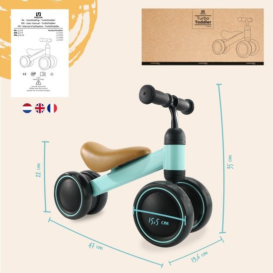 LifeGoods TurboToddler Balance Bike - Spielzeug ab 1 Jahr - Kinder Roller - Mintgrün