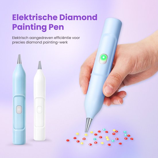 Rubye® Elektrischer Diamantmalstift - Mit Vakuumtechnik - Wiederaufladbar über USB-C - Komfortabel in der Anwendung - Für runde und eckige Steine - Blau