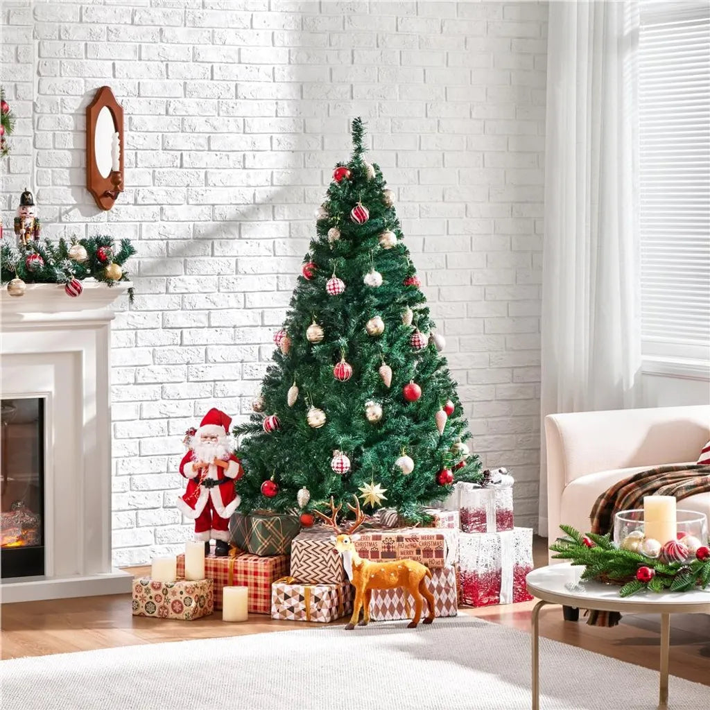 Yaheetech Künstlicher Weihnachtsbaum - 154 cm Grün - 398 Zweige - Realistisch - Klappbarer Ständer - Kompakt - Grün