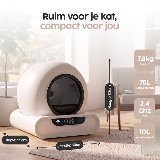 Infinity Goods Automatisches Katzenklo XXL – Selbstreinigendes Katzenklo – inkl. App – 75 l – mit Katzenklo-Matte und 3 Rollen Aufbewahrungsbeuteln