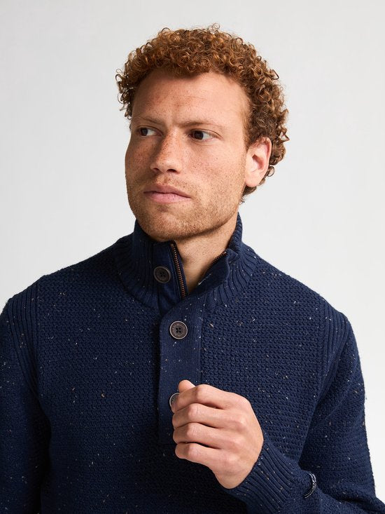Petrol Industries – Herren-Pullover „Buffalo“ mit Melange-Muster – Blau – Größe S