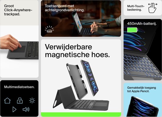 Belkin Everyday Tasche mit Tastatur und Halterung für iPad Air 10.9/11" und iPad Pro 11" - AZERTY