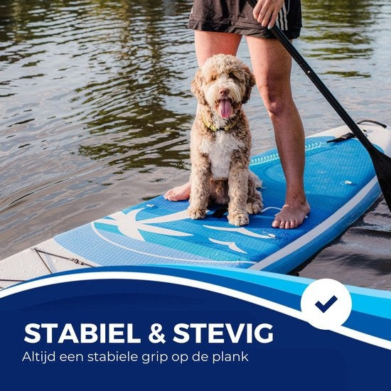 Supper Sup Board XL - Max. 180KG - Aufblasbar - Paddle Board - Verstellbares Paddel - Wasserdichte Handyhülle - Sitz - Pumpe - Flosse - Leash - Tragetasche - 335 x 81 cm