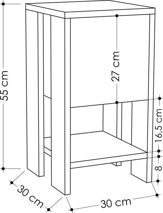 Nachttisch - Stilvolles Anthrazit - 30x55x30cm - Langlebiges Melamin