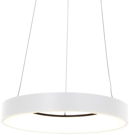 Hängeleuchte Ringlede 2695W, weiß, rund, 48 cm, elektrisch höhenverstellbar, aus Kunststoff und Metall, Steinhauer Modern