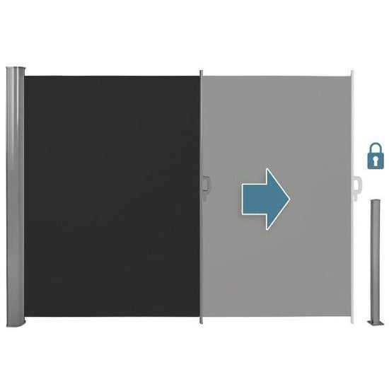 Ausziehbarer Aluminium-Windschutz Gartenschirm 160 x 300 cm schwarz 401525