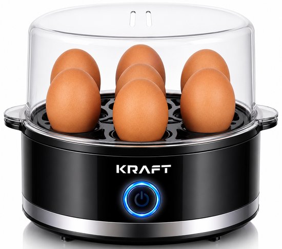 KRAFT Eierkocher Schwarz – 7 Eier – Elektrisches Eierkochen
