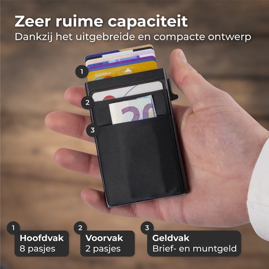 Nuvance - Kartenhalter ausziehbar - RFID-Schutz - Kartenhalter für Männer und Frauen - Kartenhalter Karten - Kreditkartenhalter - Schwarz