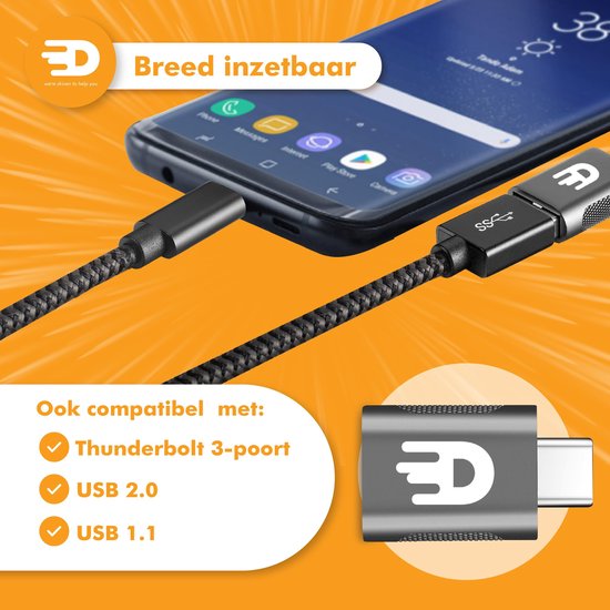 Drivv. USB C zu USB A Adapter - 2 Stück - Space Grau - Thunderbolt 3 - USB 3.0 - 5Gbps