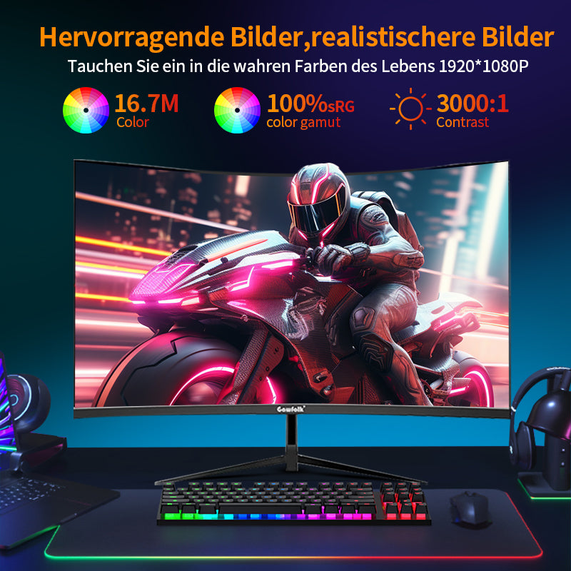 Gawfolk 27-Zoll-Gaming-Monitor mit gebogenem Bildschirm – Full HD – 100 Hz