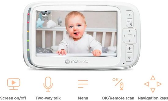 Motorola Nursery Babyphone mit Kamera – Babyphone VM75 – Babykamera mit Farbdisplay, Zwei-Wege-Kommunikation, Schlafliedern und Infrarot-Nachtsicht – 300 m Reichweite