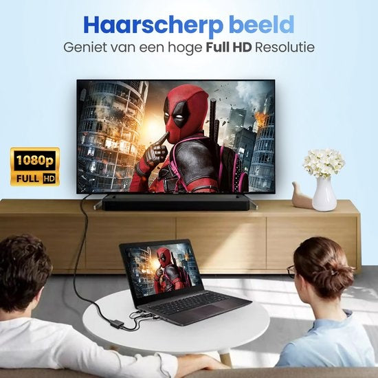 Garpex VGA-zu-HDMI-Adapter mit 3,5-mm - AUX und USB-Stromkabel – Analog-zu-Digital-Videokonverter, 1080p Full HD, Stecker-Buchse-Design