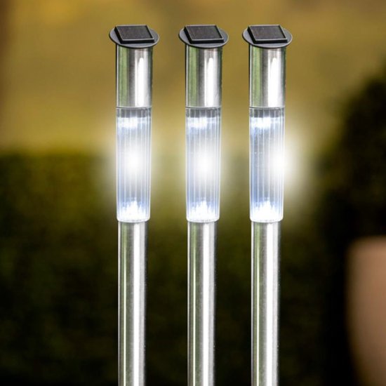 Grundig Solar Garden Lights - Gartenlaterne Solar Energy mit Edelstahlgehäuse - Spritzwassergeschützte IP44 Solar Gartenleuchten für den Außenbereich