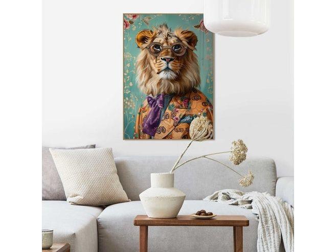 Orange Wallz Dandy Lion Portrait – Leinwandbild – 50 x 40 cm – Mehrfarbig
