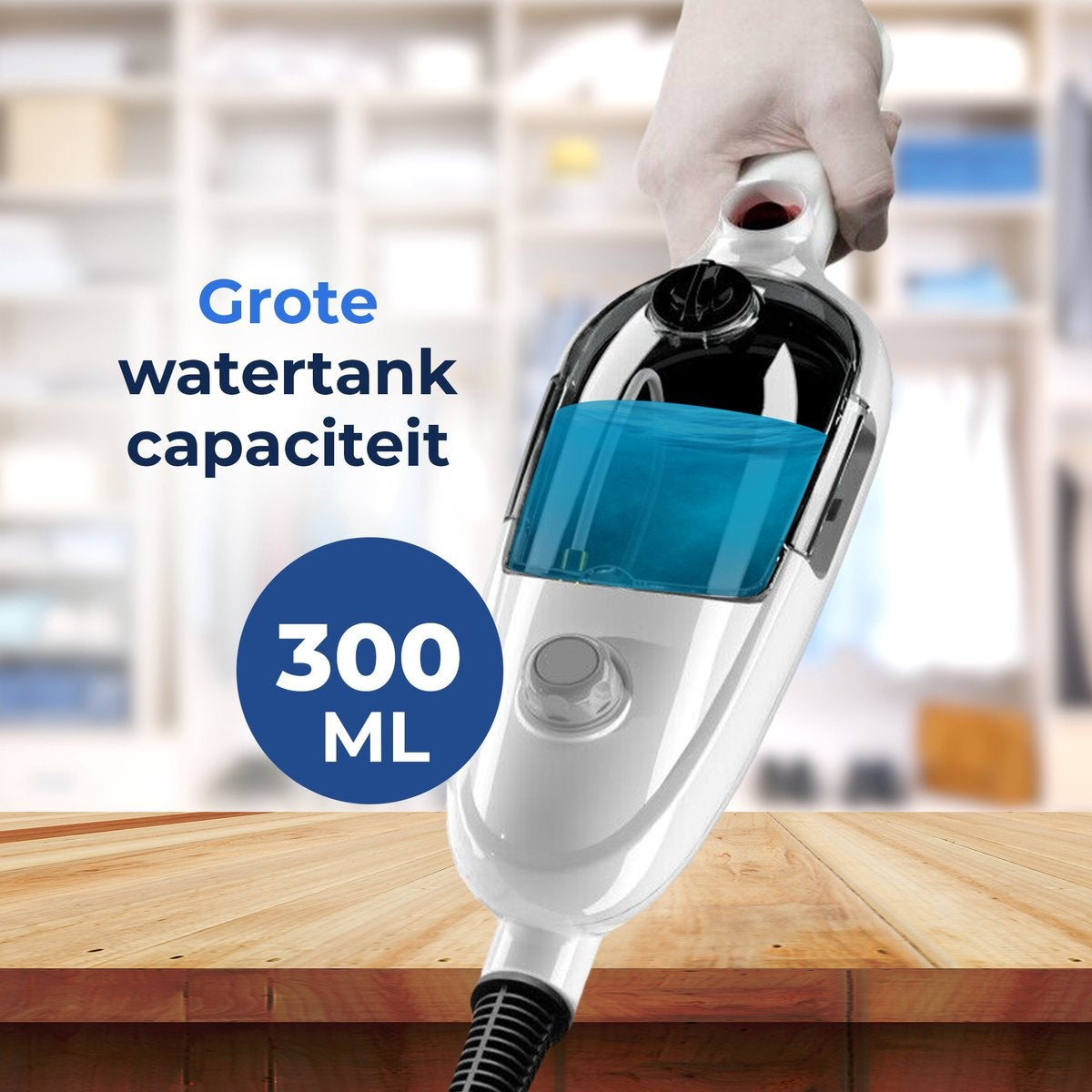 URGOODS - Hochdruck 2-in-1 Dampfreiniger & Händetrockner - Weißer Kunststoff - Inklusive 8 Aufsätze & 2 Mikrofasertücher - Für Boden & Sofa - Multifunktional & Hygienisch