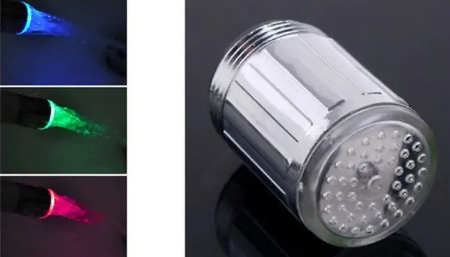 Wasserhahnbeleuchtung – LED – 2 Stück – Temperatursensor – Wassersparend – 2,2 x 2,2 x 3,1 cm – Silber