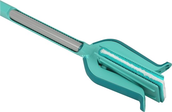 Leifheit Picobello Bodenwischer M Micro Duo mit Stiel – 33 cm Wischbreite – türkis – grau