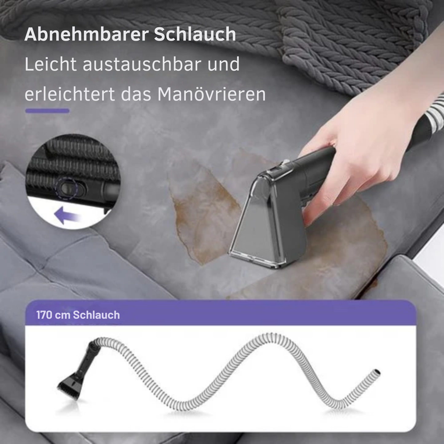 Motionflow 4-in-1 Teppichreiniger - 1800 ml Wassertank - Heizfunktion - Selbstreinigend - 40 x 28 x 38 cm - Lila