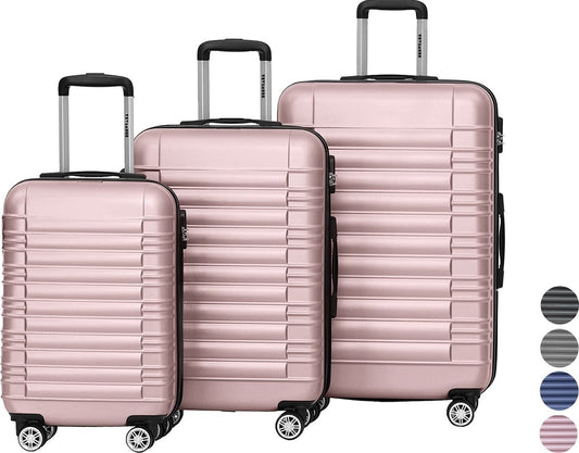 TRVLMORE - Kofferset - 3 Stück - 38L (Handgepäck) + 70L + 110L - Rose Gold