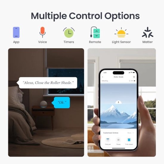 SwitchBot - Verstellbare intelligente Jalousien für alle Fenster - Groß / 110-140cm - Grau